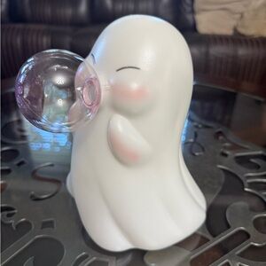 Cute White Ghost Figurine with Bubble